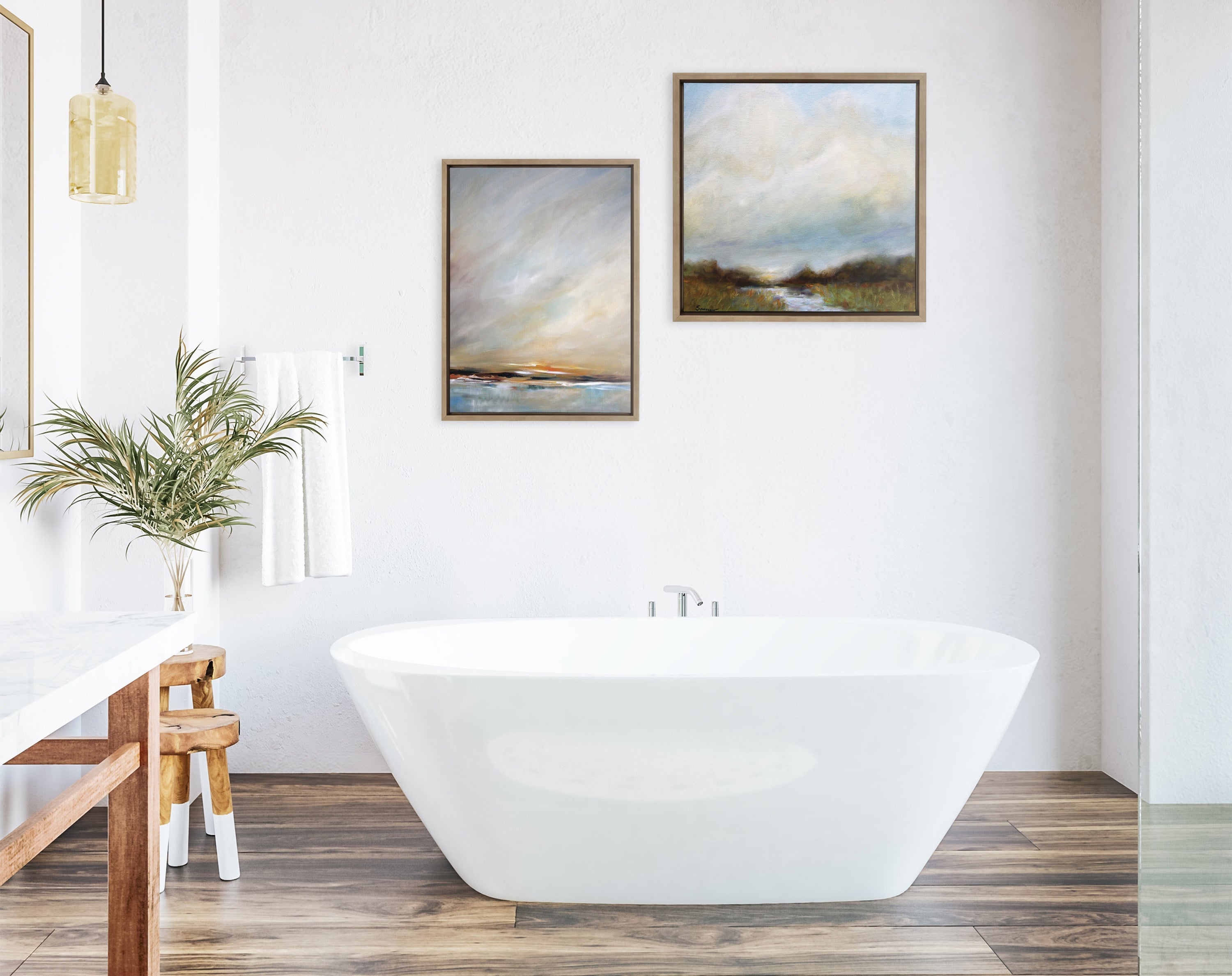 Sylvie Tranquility Framed Canvas by Mary Sparrow