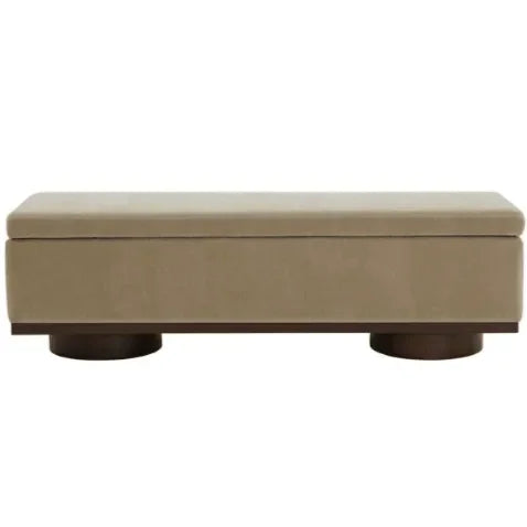 Safavieh Vianna Faux Shearling Storage Bench in Sand/Walnut