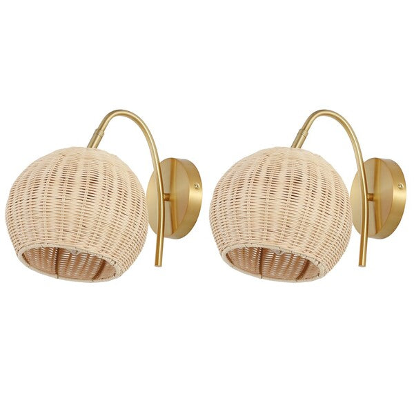 Nahum Natural-Brass Wall Sconce - Set of 2 - The Mayfair Hall