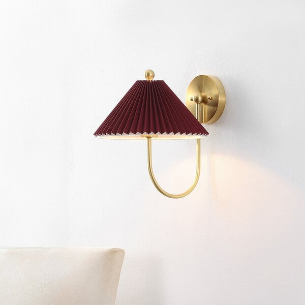 Chrissy Metal Wall Sconce in Burgundy and Brass (Set of 2)