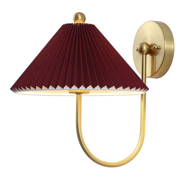 Chrissy Metal Wall Sconce in Burgundy and Brass (Set of 2)