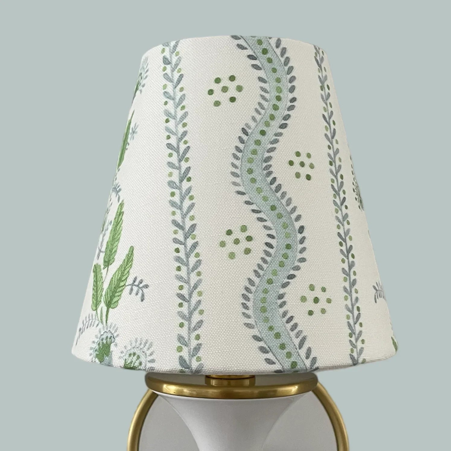 Blue and Green Floral Sconce Shade in Emma Stripe - The Mayfair Hall