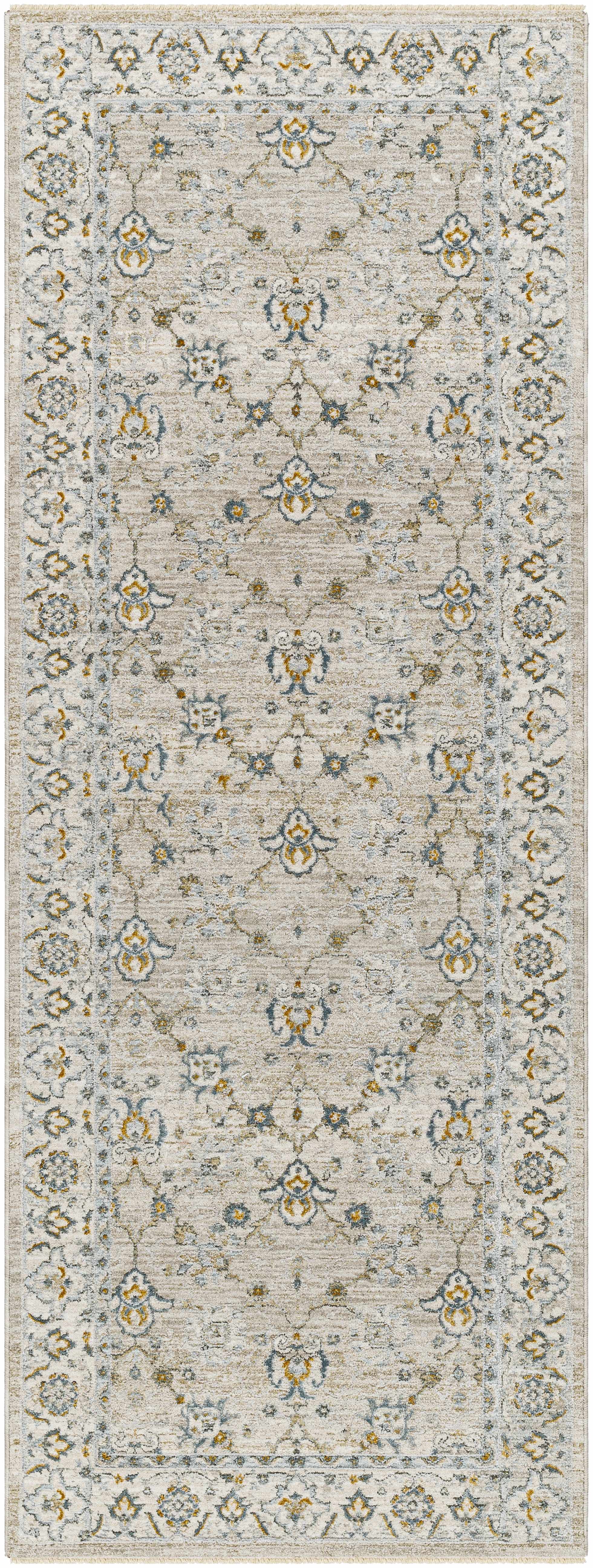 Amaru Cream & Sage Textured Rug with Fringes