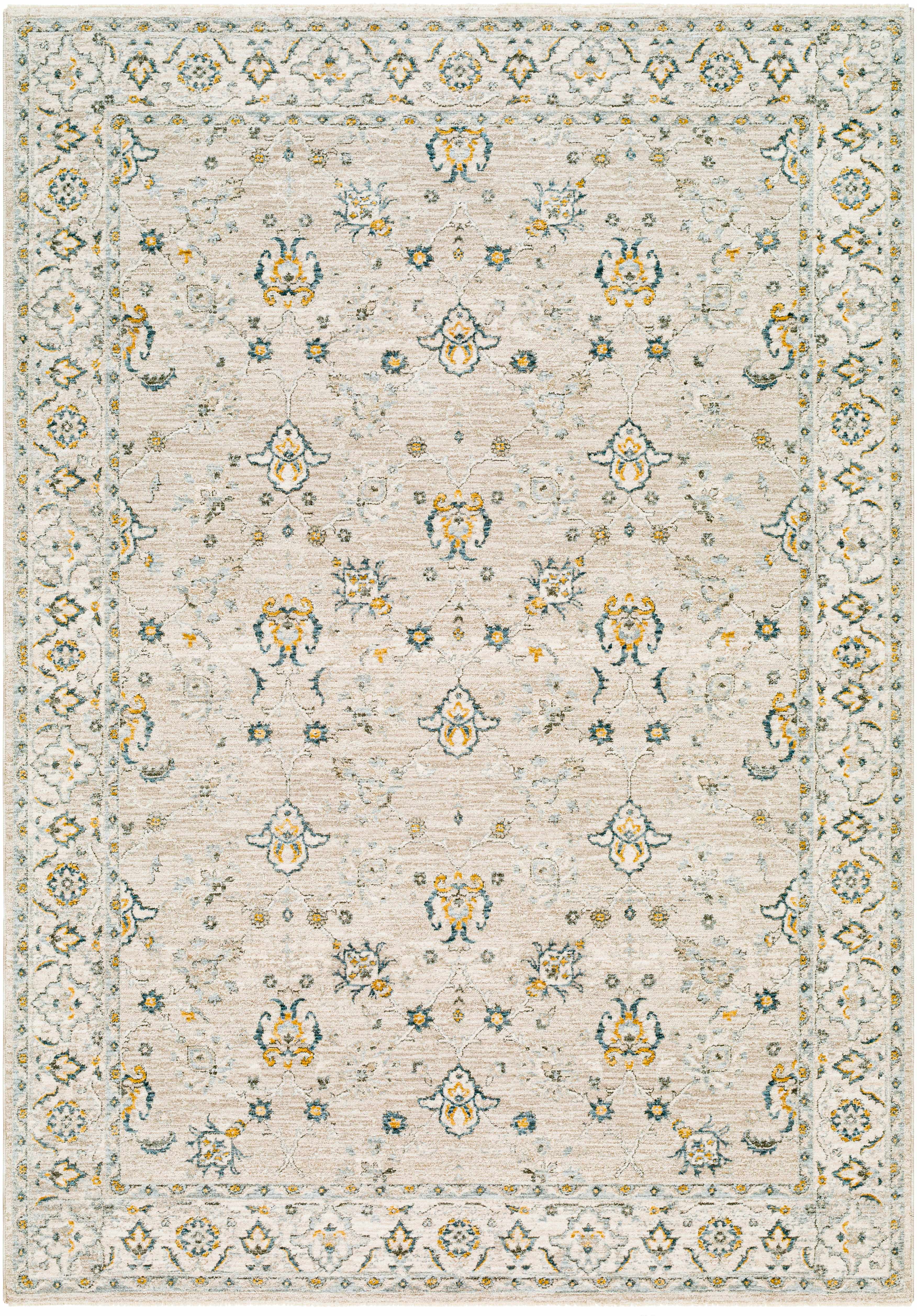 Amaru Cream & Sage Textured Rug with Fringes