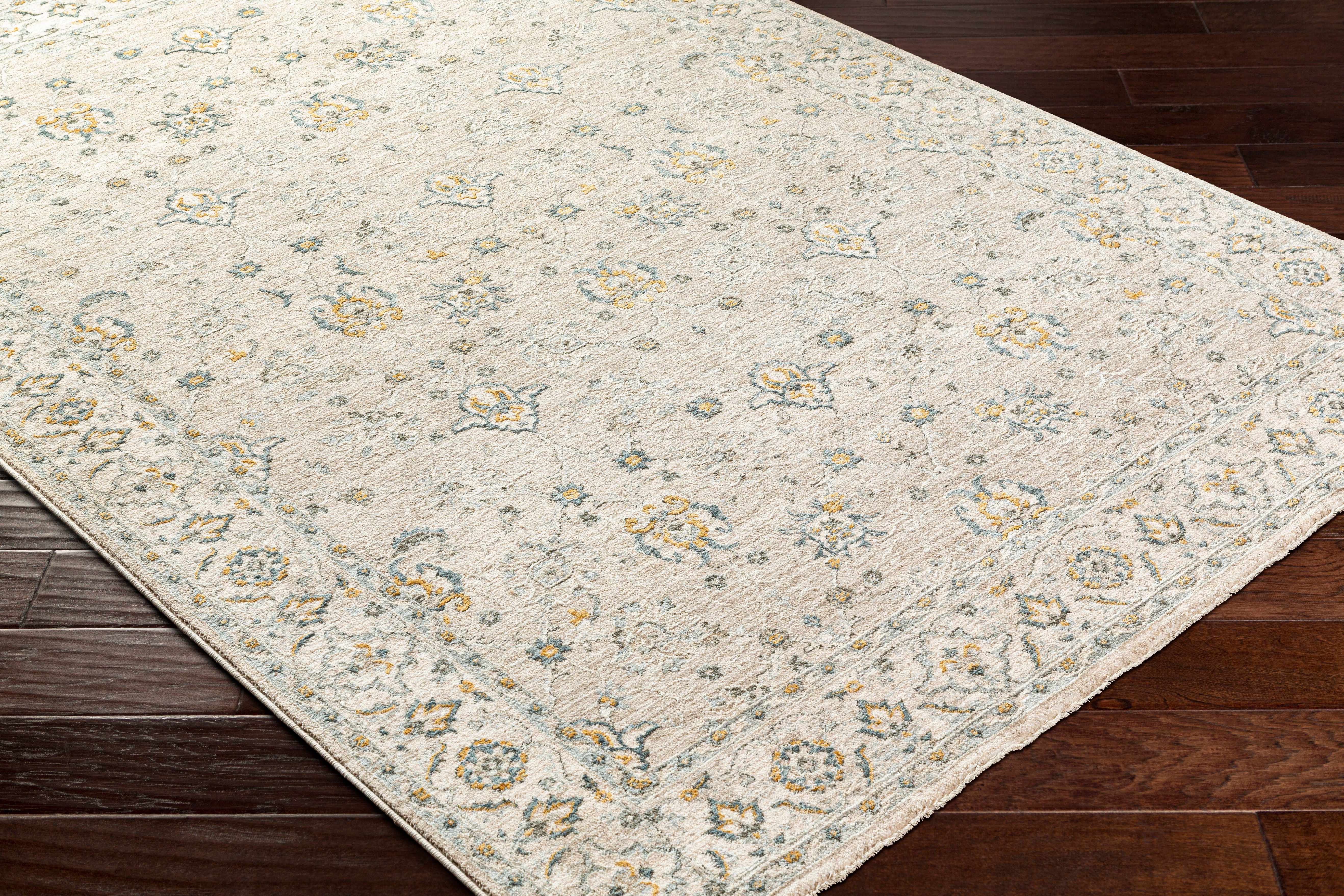 Amaru Cream & Sage Textured Rug with Fringes