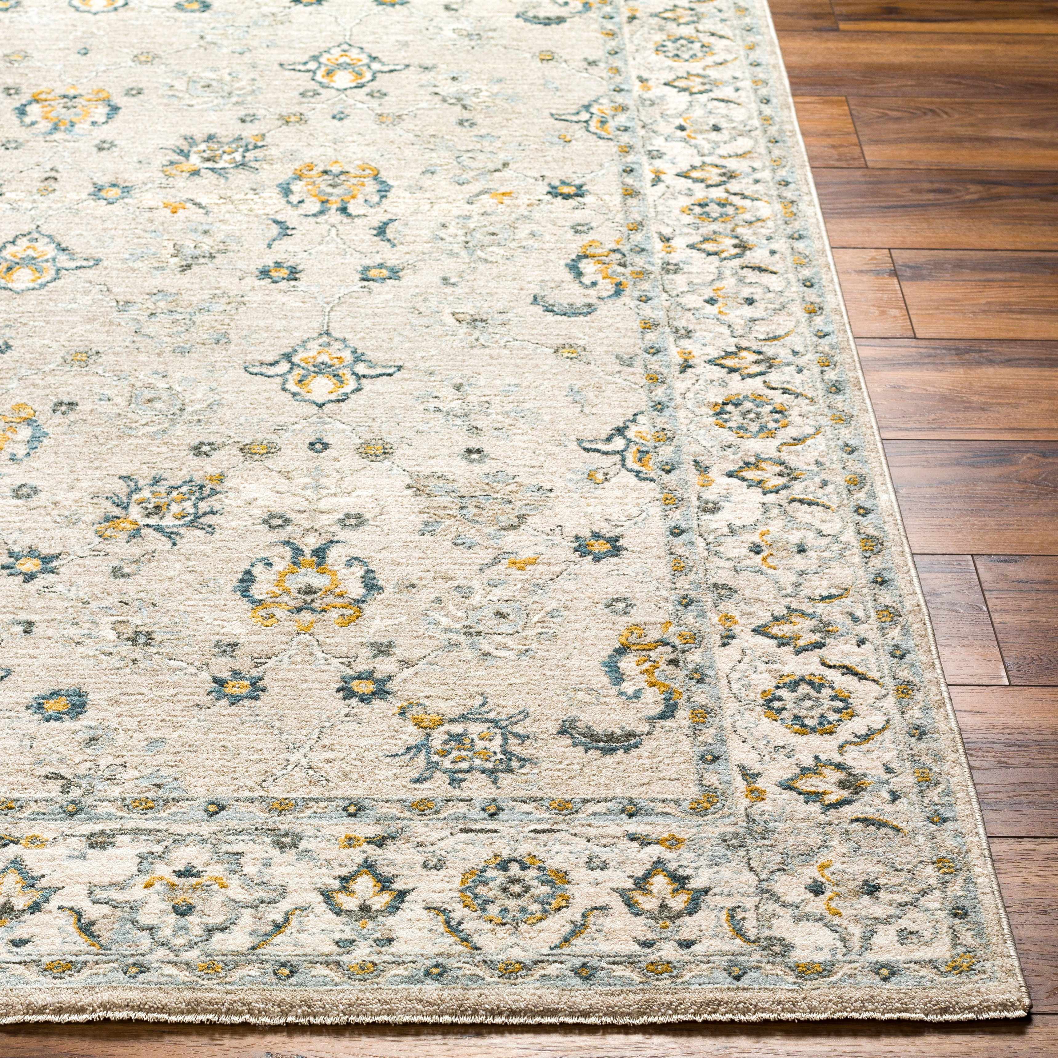 Amaru Cream & Sage Textured Rug with Fringes