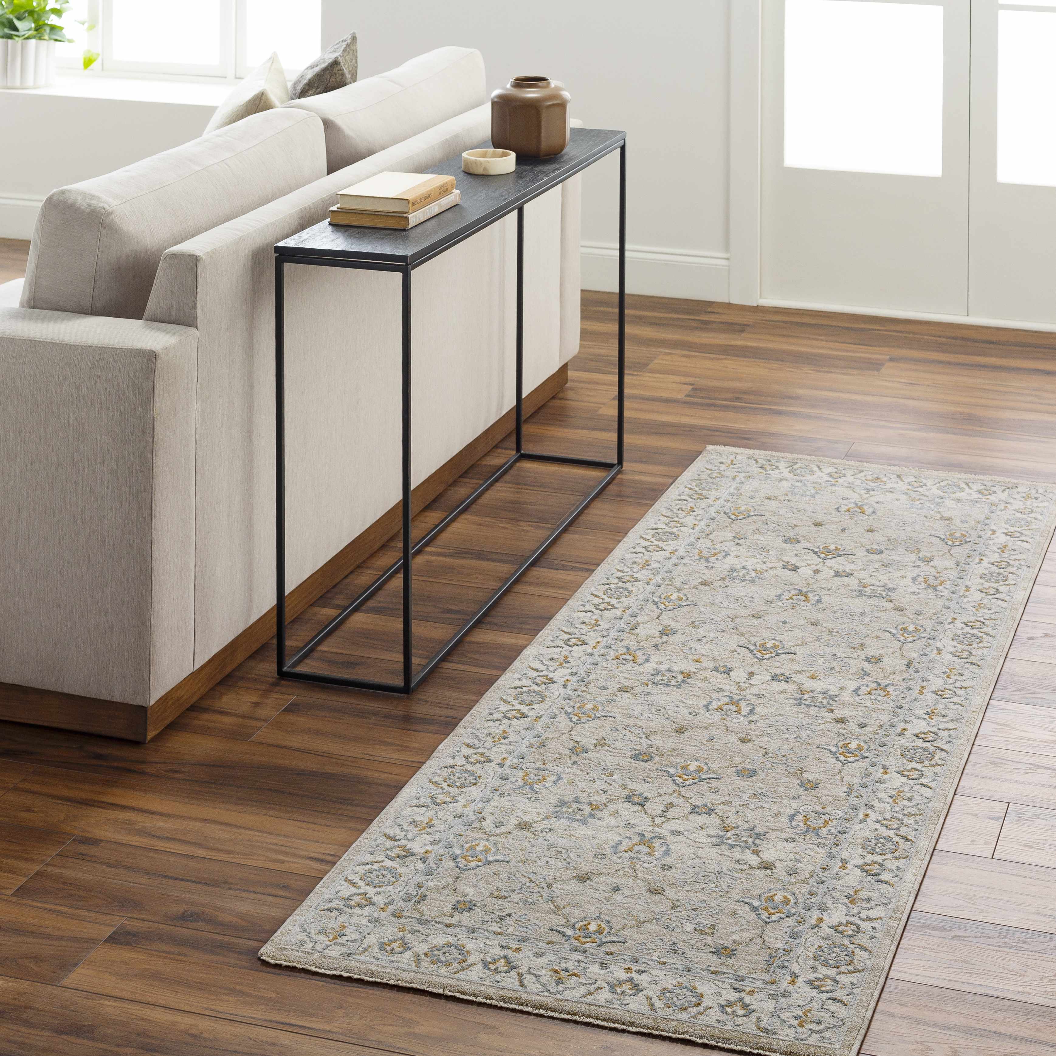 Amaru Cream & Sage Textured Rug with Fringes