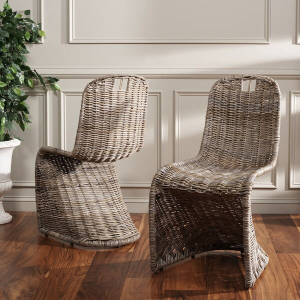 Cilombo 19" H Grey Wicker Dining Chair - Set of 2 - The Mayfair Hall