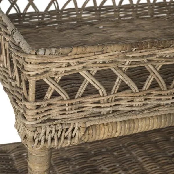 Safavieh Ajani Rattan Slimit Three-tier Accent Table in Natural
