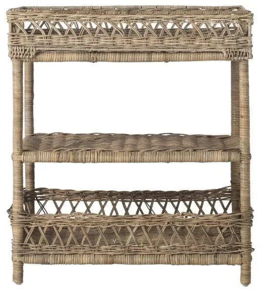 Safavieh Ajani Rattan Slimit Three-tier Accent Table in Natural