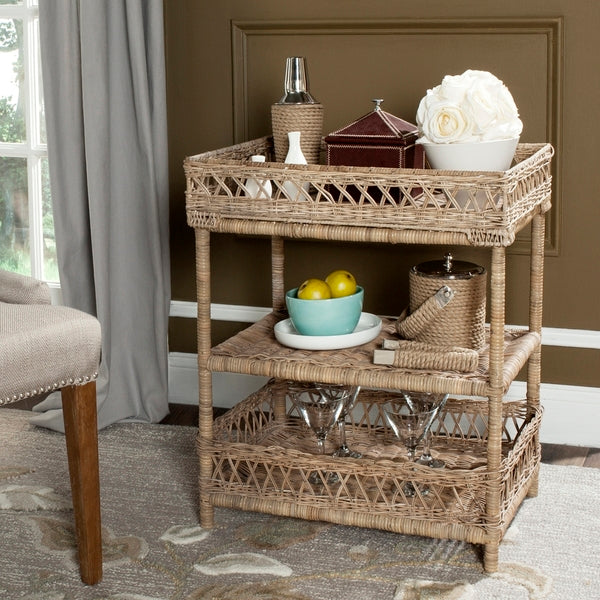Ajani Natural Wicker 3 Tier Accent Table - The Mayfair Hall