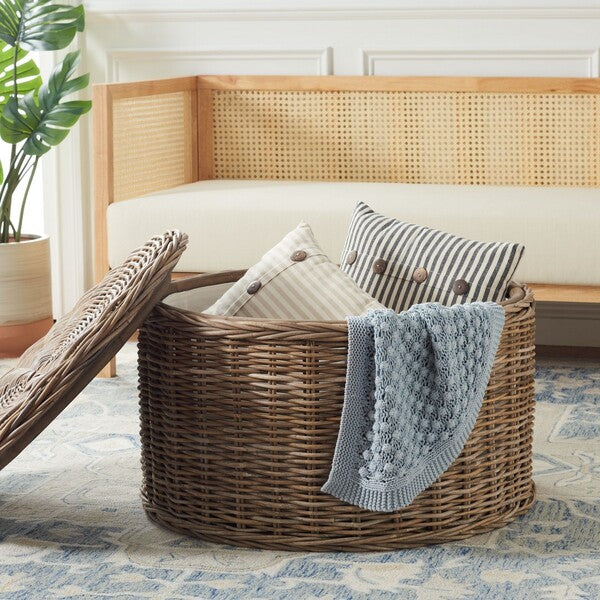 Jesse Wicker Storage Coffee Table in Grey