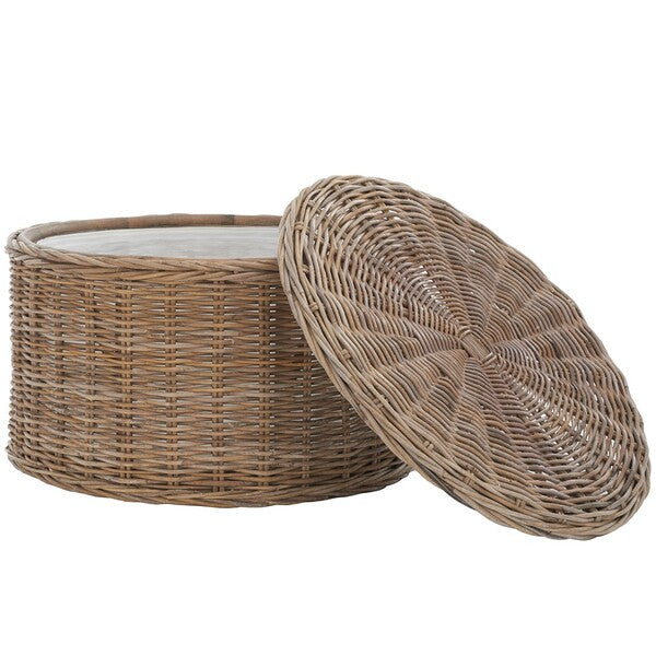 Jesse Wicker Storage Coffee Table in Grey