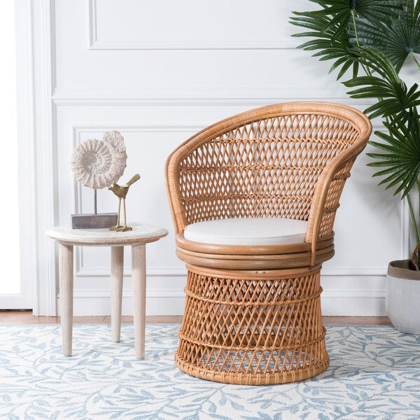 Iola Natural-White Swivel Accent Chair W/ Cushion - The Mayfair Hall