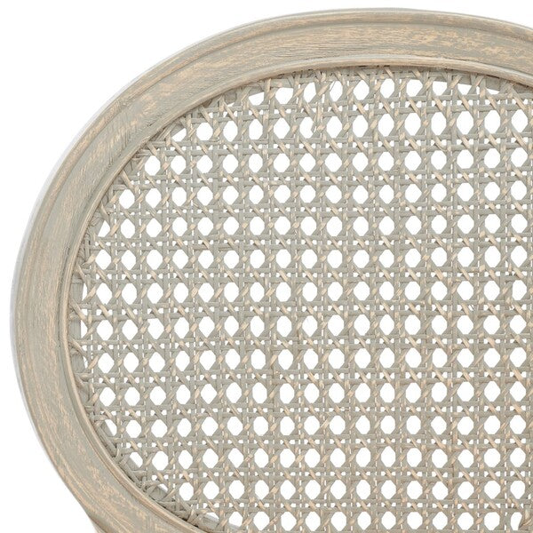 Karlee Rattan Bar Stool in Rustic Gray with Beige Upholstery (Set of 2)