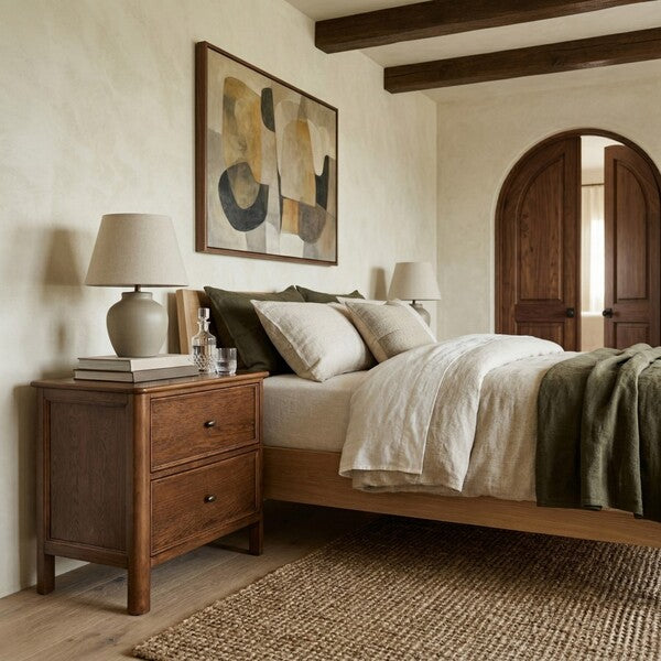 Hannaleigh Wood Nightstand with 2 Drawer in Dark Walnut