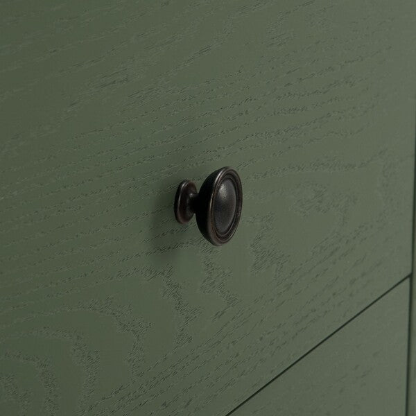 Octavian Wood Nightstand with Rope Detail and 2 Drawer in Green