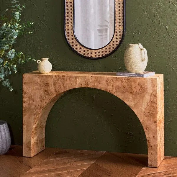 Safavieh Katelynn Burled Mappa Wood Console Table in Natural