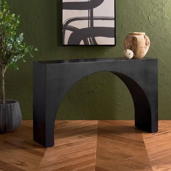 Katelynn Burled Mappa Wood Console Table in Gray