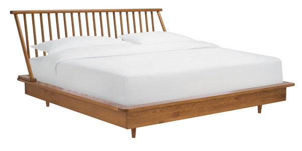 Cassius Wood Spindle Queen Bed in Light Brown