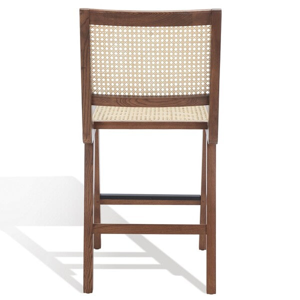 Hattie Walnut-Natural French Cane Counter Stool - The Mayfair Hall