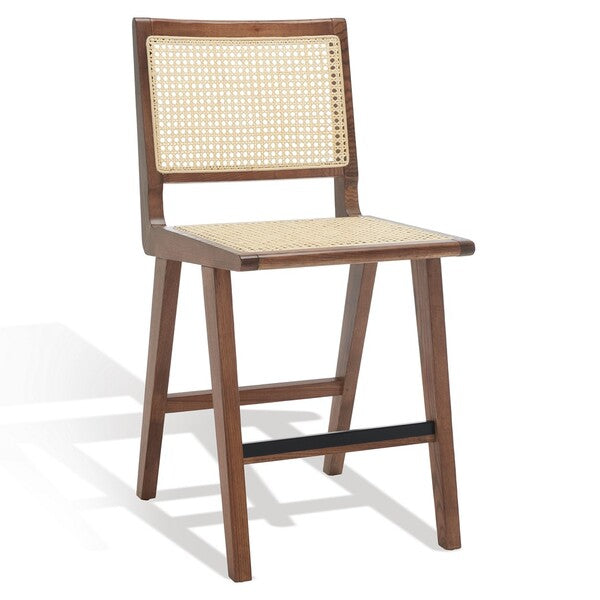 Hattie Walnut-Natural French Cane Counter Stool - The Mayfair Hall