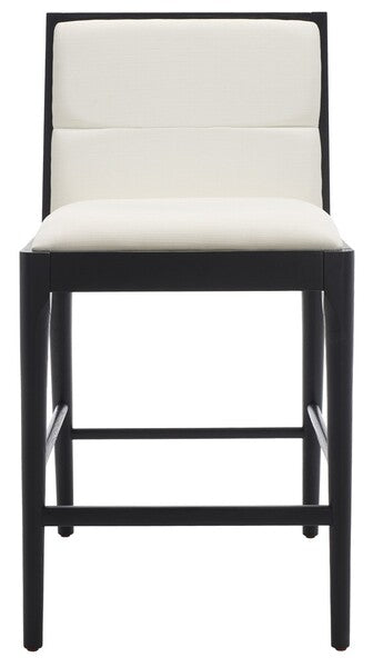 Laycee Black-White Linen And Wood Counter Stool (Set of 2) - The Mayfair Hall