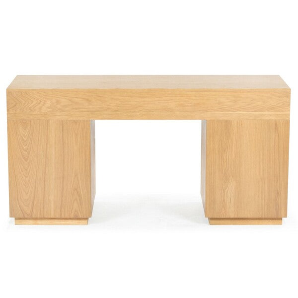 Zeus 7 Drawer Wood Desk in Natural
