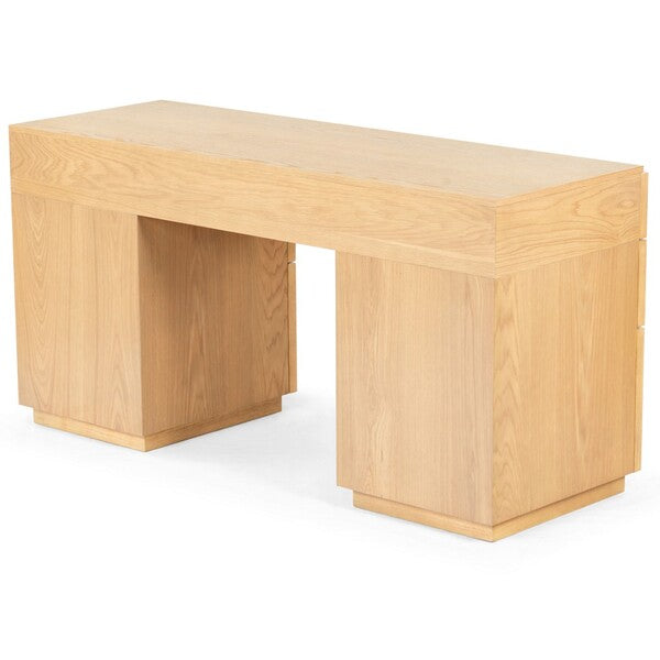 Zeus 7 Drawer Wood Desk in Natural