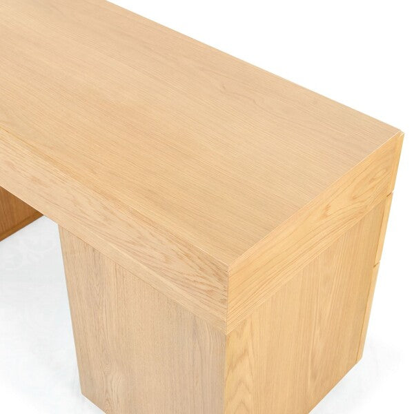 Zeus 7 Drawer Wood Desk in Natural