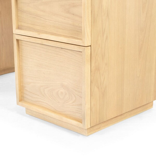 Zeus 7 Drawer Wood Desk in Natural