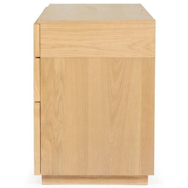 Zeus 7 Drawer Wood Desk in Natural