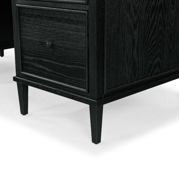 Ariella 5 Drawer Wood Desk in Black