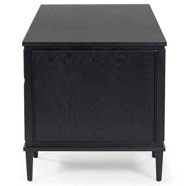Ariella 5 Drawer Wood Desk in Black