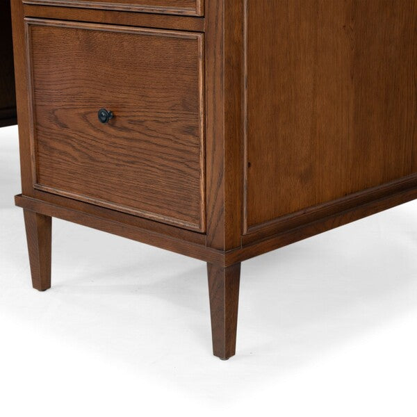 Ariella 5 Drawer Wood Desk in Walnut