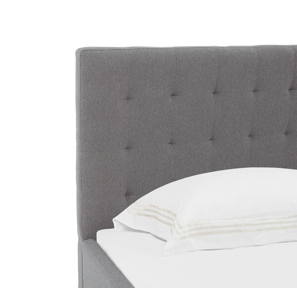 Rosita Low Profile Light Grey Tufted King Bed - The Mayfair Hall