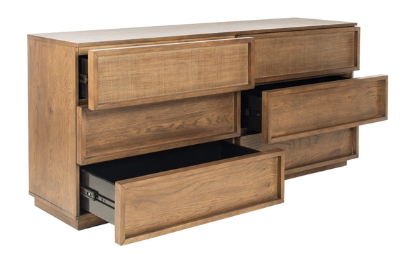Zeus 6 Drawer Dresser in Brown