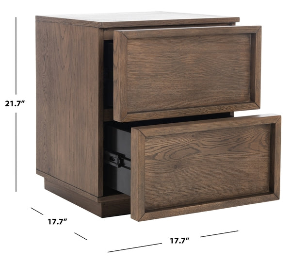 Zeus 2 Drawer Nightstand in Brown