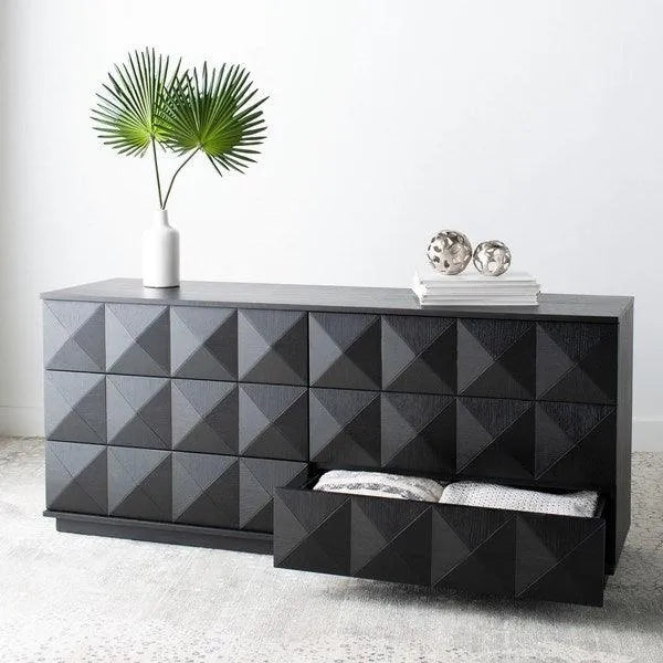 Safavieh Patty 6-Drawer Dresser in Black with Cubism Design