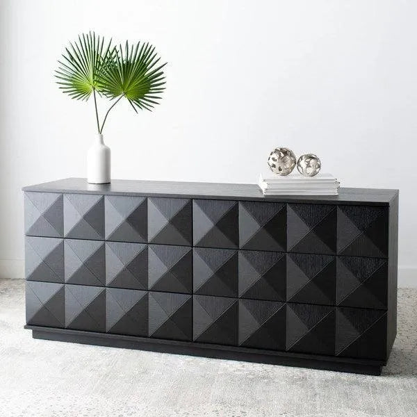 Safavieh Patty 6-Drawer Dresser in Black with Cubism Design