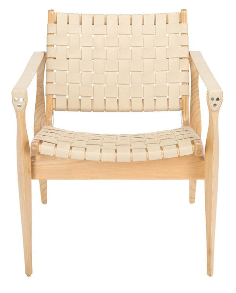 Dilan White/Natural Leather Safari Chair - The Mayfair Hall