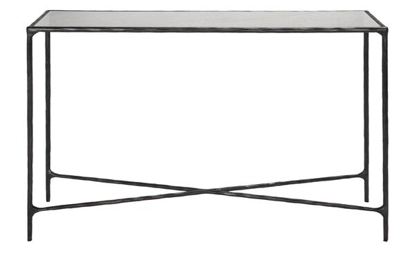 Jessa Black/White Forged Metal Rectangle Console Table - The Mayfair Hall