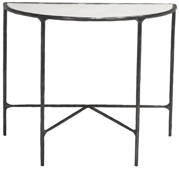 Jessa Black-White Forged Metal Console Table - The Mayfair Hall