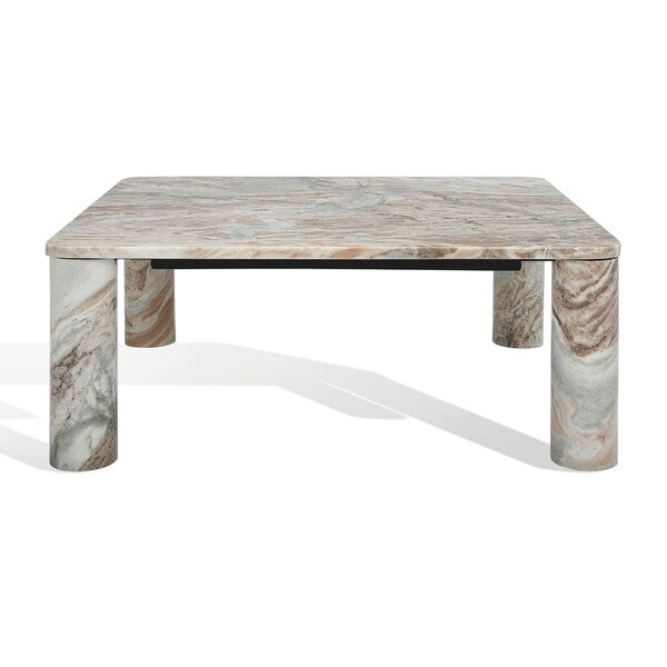 Nicoletta White-Brown Square Marble Coffee Table - The Mayfair Hall