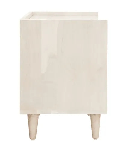 Safavieh Tahseen Acacia Wood Nightstand in White Wash with Drawer and Shelf