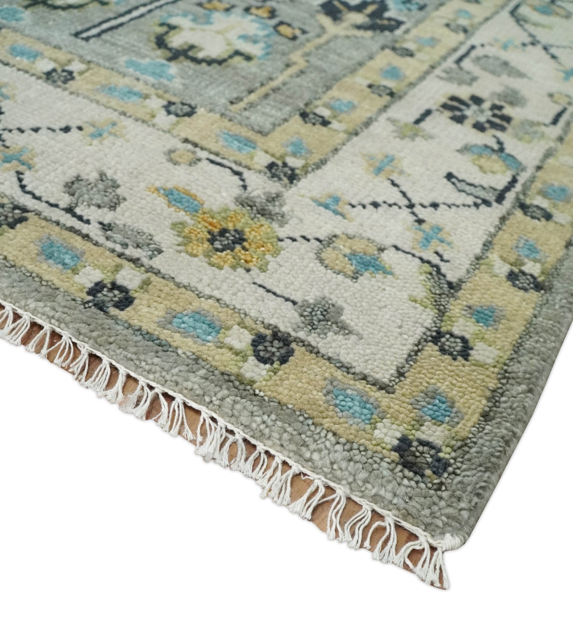Tree of life Silver and Ivory Hand Knotted Traditional Multi Size Wool Area Rug