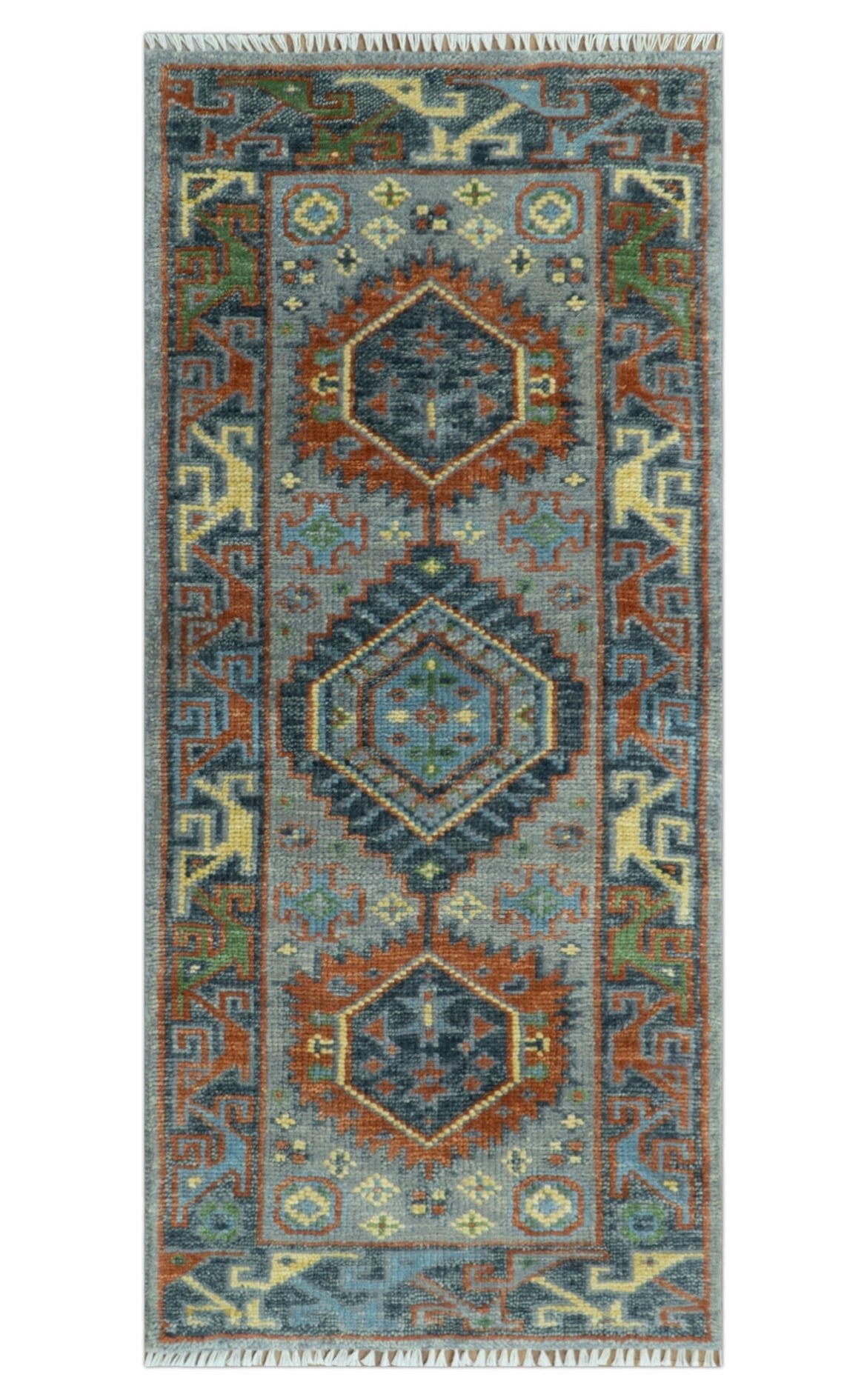 Silver and Rust Oriental Hand Knotted Traditional Living Room Custom made wool Area Rug - The Rug Decor