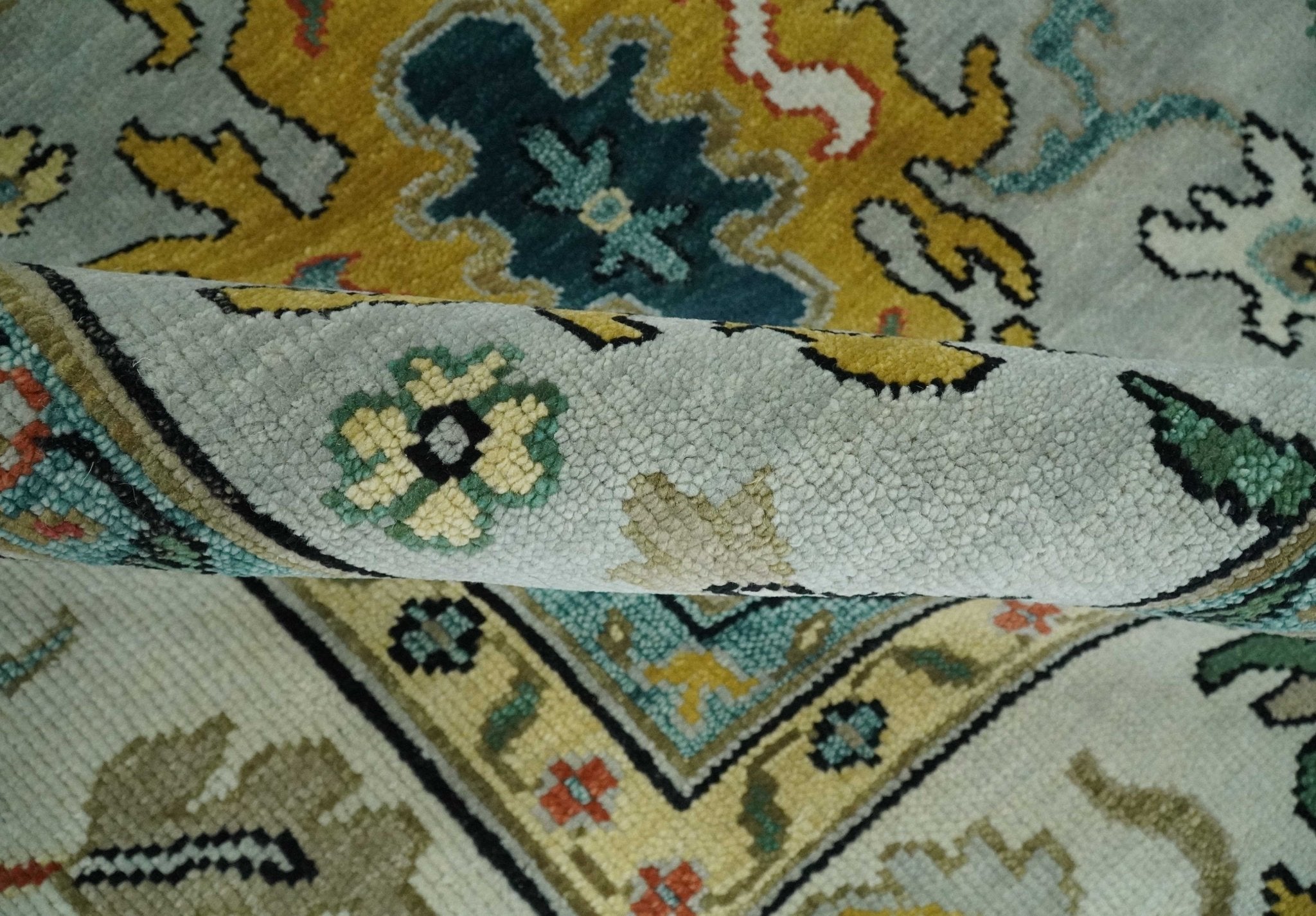 Silver, Ivory and Beige vibrant Colorful Hand knotted Multi Size Traditional Oushak wool Rug - The Rug Decor