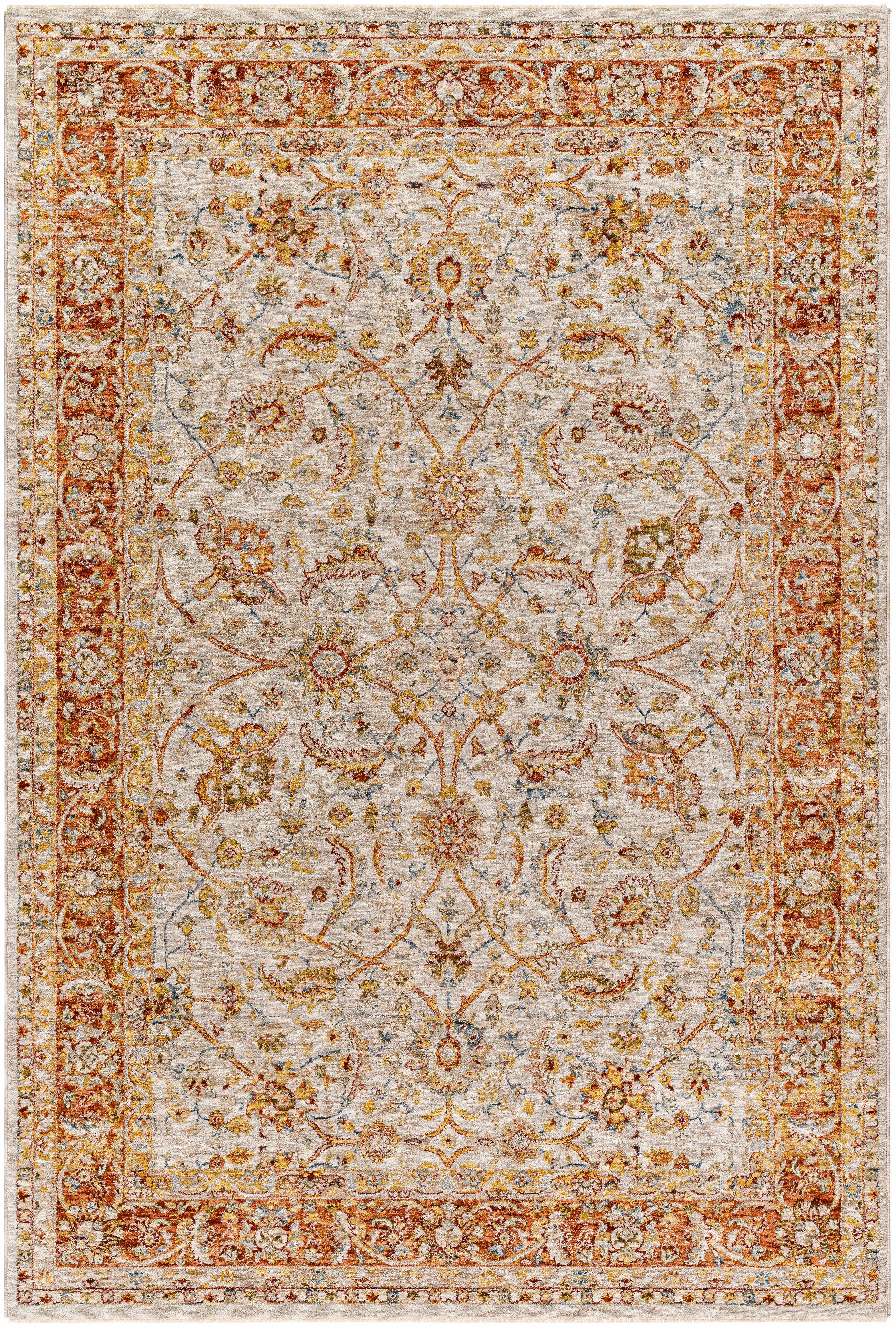 Dyan Cream Textured Rug with Fringes