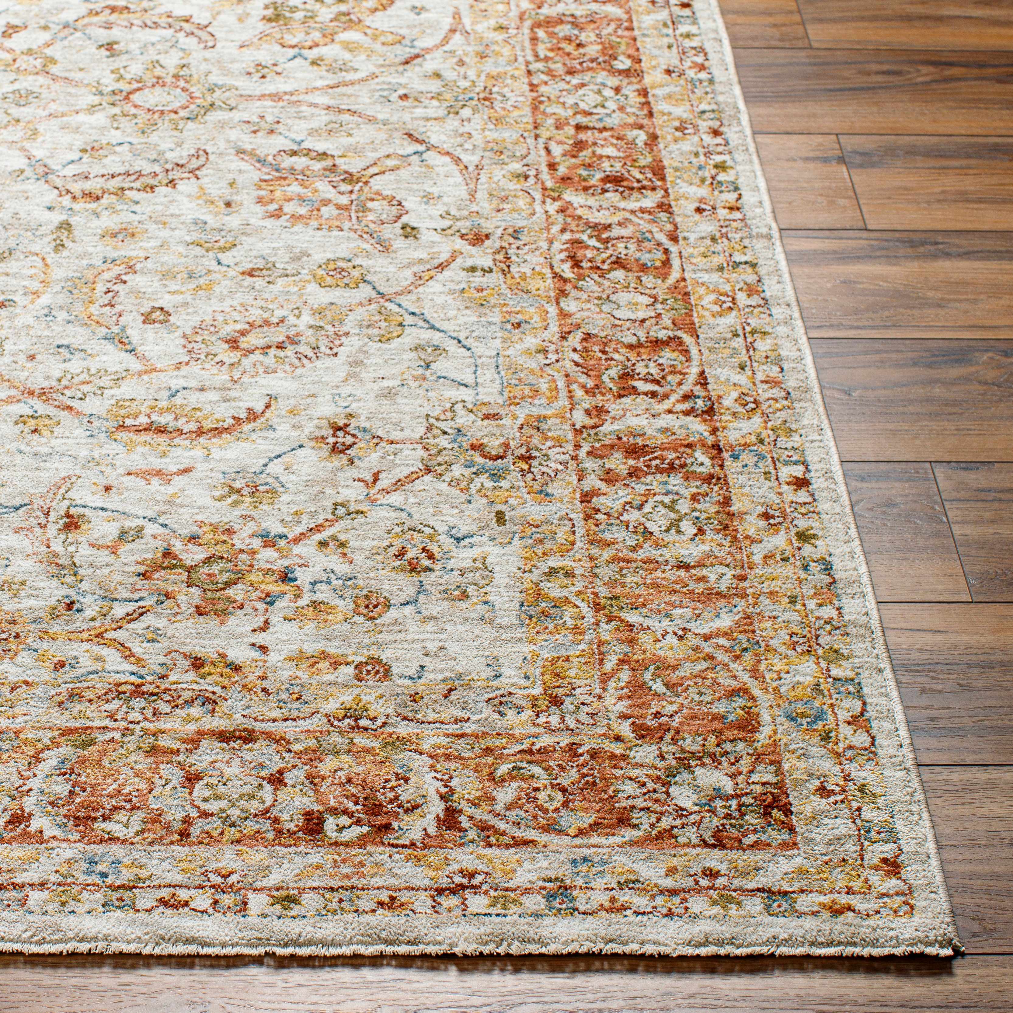 Dyan Cream Textured Rug with Fringes